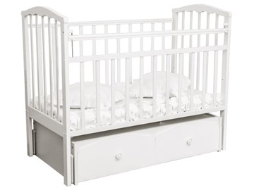 Детская кроватка Золушка 7, 60х120, массив березы, цвет белый в Орске