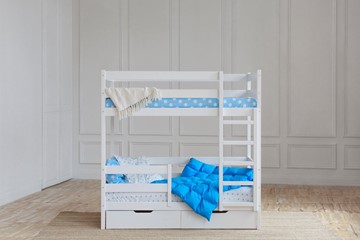 Двухэтажная детская кровать без крыши с ящиками, цвет белый в Орске