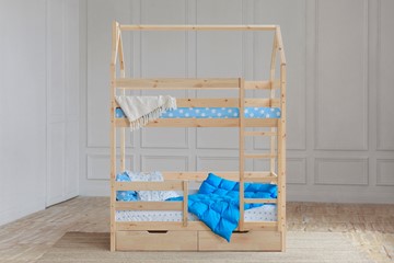 Детская 2-ярусная кровать Домик с ящиками, без покраски в Орске