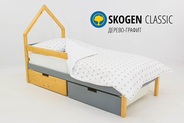 Кровать-домик детская мини Skogen дерево-графит в Орске