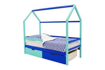 Кровать-домик детская Svogen синий-мятный в Орске