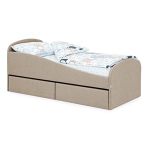 Кровать в детскую с ящиками Letmo 190х80 песочный (рогожка) в Орске