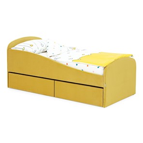 Кровать в детскую с ящиками Letmo 190х80 горчичный (велюр) в Оренбурге