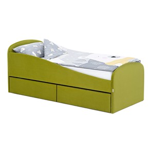 Мягкая кровать с ящиками Letmo 190х80 оливковый (велюр) в Оренбурге