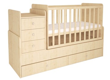 Кровать для новорожденных с комодом POLINI Kids Simple 1100 Натуральный в Орске