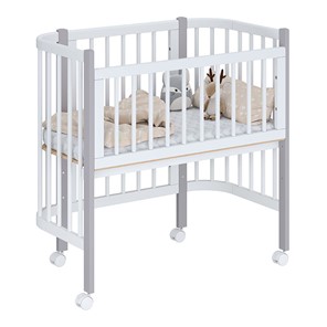 Кроватка детская приставная POLINI Kids Simple 105 Белый / Серый в Орске