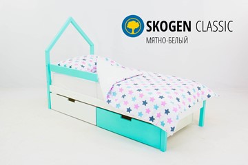 Кровать-домик детская мини Skogen белый-мятный в Орске