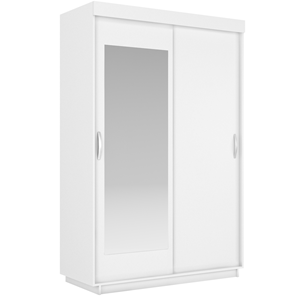 Шкаф 2-дверный Лайт (ДСП/Зеркало) 800х595х2120, Белый Снег в Орске