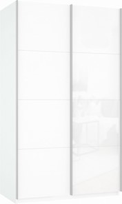 Шкаф 2-створчатый Прайм (ДСП/Белое стекло) 1600x570x2300, белый снег в Бузулуке