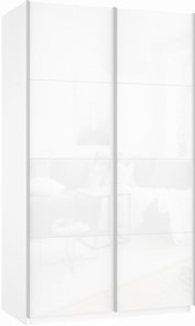 Шкаф-купе Прайм (Белое стекло/Белое стекло) 1200x570x2300, белый снег в Орске