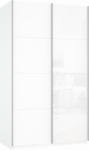 Шкаф Прайм (ДСП/Белое стекло) 1200x570x2300, белый снег в Орске