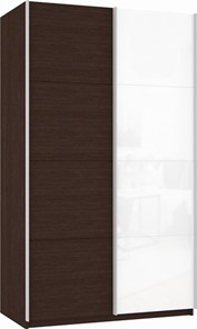 Шкаф 2-дверный Прайм (ДСП/Белое стекло) 1600x570x2300, венге в Бузулуке
