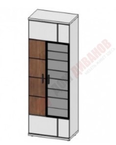 Шкаф витрина со стеклом левая Корано, Бм.Кор-01, белый экспо/ольха текстурная в Орске