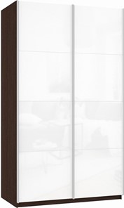 Шкаф 2-створчатый Прайм (Белое стекло/Белое стекло) 1400x570x2300, венге в Орске
