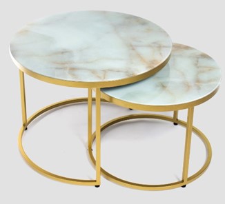 Стеклянный столик в зал Дуэт, столешница в стекле опоры золото в Бузулуке