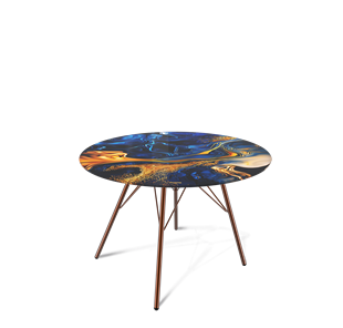 Круглый столик SHT-S37 / SHT-TT32 60 стекло/МДФ (синий сапфир/медный металлик) в Орске