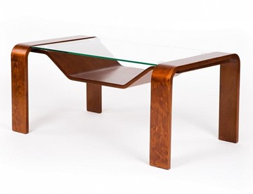 Стеклянный столик Гурон-1 с каркасом цвета Вишня в Орске