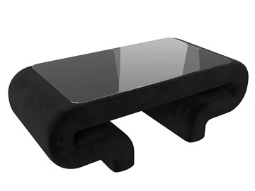 Стеклянный столик в зал Волна, черный (велюр) в Орске
