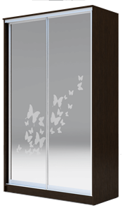 Шкаф двухстворчатый 2400х1200х620 два зеркала, "Бабочки" ХИТ 24-12-66-05 Венге Аруба в Бузулуке