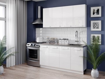 Модульный кухонный гарнитур Герда 2200 (Белый/Белый глянец) в Бузулуке
