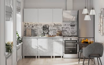 Кухонный гарнитур КГ-1 1600, белый/белый/цемент светлый/антарес в Оренбурге