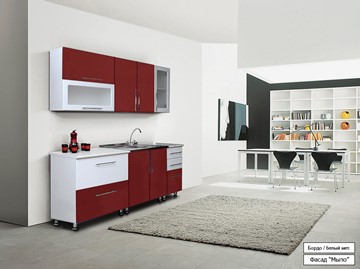 Кухня Мыло 224 2000х718, цвет Бордо/Белый металлик в Бузулуке