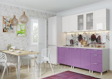 Кухонный гарнитур угловой Модерн, белый глянец/фиолетовый металлик в Орске