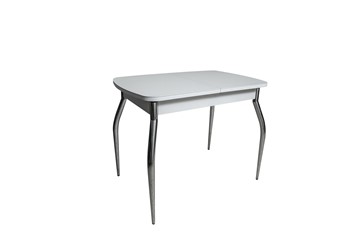 Кухонный раскладной стол ПГ-02СТ белое/белое/хром фигурные в Орске