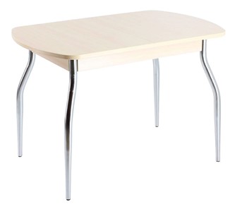 Маленький обеденный стол ПГ-04 ЛДСП, дуб молочный ЛДСП/35 гнутые металл хром в Орске
