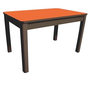 Кухонный стол Айсберг-05 СТ1, венге ЛДСП/стекло оранжевое/42 прямые массив венге в Орске