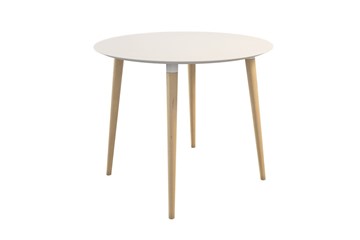 Кухонный круглый стол Сканди 2, белый/светлый лак в Бузулуке