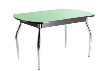 Обеденный стол ПГ-05 СТ2, венге ЛДСП/фисташка стекло/35 хром гнутые металл в Орске