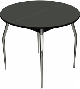 Кухонный стол раскладной Ривьера исп. круг хром №5 (стекло черное/черный) в Оренбурге