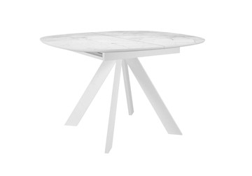 Керамический кухонный стол DikLine BK100 Керамика Белый мрамор/подстолье белое/опоры белые в Орске