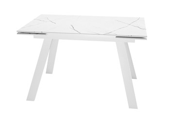 Стол обеденный раскладной DikLine DKL140 Керамика Белый мрамор/опоры белые (2 уп.) в Орске