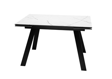 Керамический обеденный стол DikLine DKL140 Керамика Белый мрамор/опоры черные (2 уп.) в Оренбурге