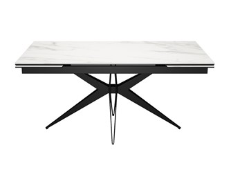 Керамический кухонный стол DikLine KW160 мрамор С41 (керамика белая)/опоры черные в Орске