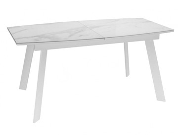 Кухонный раскладной стол Dikline XLS160 мрамор белый глянец/ножки белые в Орске