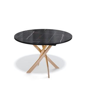 Стеклянный обеденный стол Kenner R1100 (Золото/Венге/Черный камень глянцевый) в Бузулуке