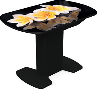Кухонный стол раскладной Корсика исп. 1 Фотопечать (Цветы №11) 1100(1415)*700 в Орске