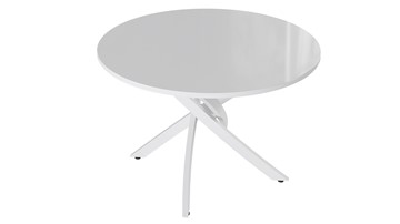 Стол кухонный круглый Diamond тип 2 (Белый муар/Белый глянец) в Бузулуке