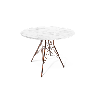 Круглый стол на кухню SHT-TU2-1 / SHT-TT 90 ЛДСП (мрамор кристалл/медный металлик) в Орске