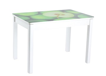 Раздвижной стол Айсберг-02 СТФ, белое лдсп/зеленые яблоки/40 прямые массив белые в Бузулуке
