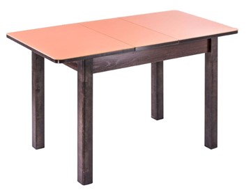 Обеденный раздвижной стол Айсберг-01 СТ1, венге ЛДСП/стекло оранжевое/42 прямые массив венге в Бузулуке