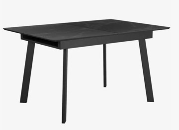Стеклянный кухонный стол раздвижной  DikLine SFH125 стекло Оптивайт Черный мрамор/подстолье черное в Орске