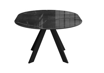 Стол из стекла раздвижной DikLine SFC110 d1100 стекло Оптивайт Черный мрамор/подстолье черное/опоры черные в Орске