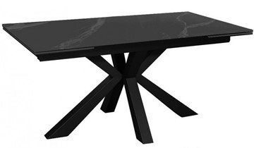 Керамический кухонный стол раздвижной DikLine SFE140 Керамика Черный мрамор/подстолье черное/опоры черные (2 уп.) в Орске