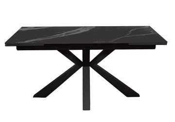Керамический стол раздвижной DikLine SFE160 Керамика Черный мрамор/подстолье черное/опоры черные (2 уп.) в Орске