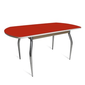 Кухонный раздвижной стол ПГ-01 СТ2 белое/алое стекло/35 хром гнутые металл в Орске