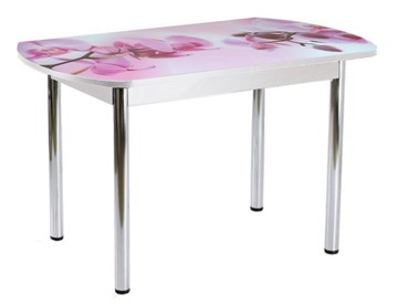 Кухонный стол раскладной ПГ-01СТФ белое/орхидея/39 прямые трубы хром в Бузулуке